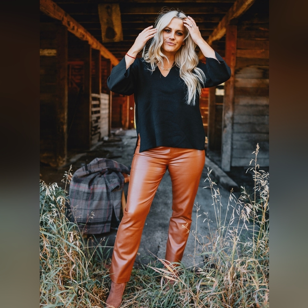 BB DAKOTA STEVE MADDEN NWT Josie Vegan Faux Leather Pants in Cognac
